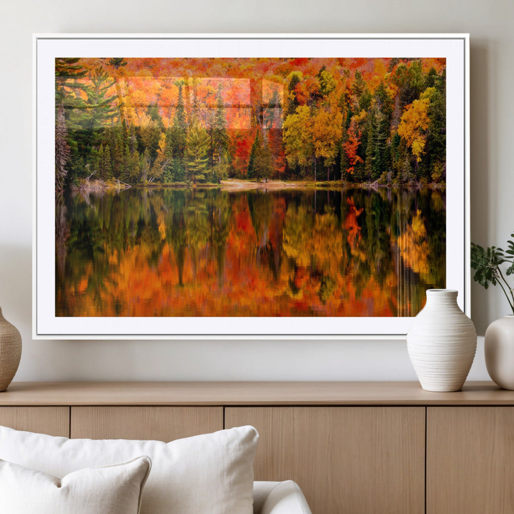 Forest Reflection Art | Autumn Forest Reflection Wall Art | Triptych Canvas Print