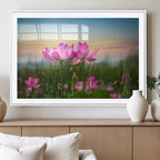 Pink Flower on the Mountain Canvas Print, Framed Pink Flower Canvas Wall Art