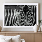 Zebra Wall Art | Zebra Close Up Canvas Print | Framed Black and White Wildlife