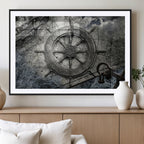 Ship Steering Wheel Vintage Wall Art Canvas Print