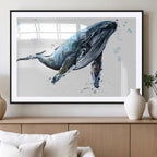 Watercolor Whale Wall Art Canvas Print