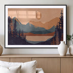 Modern Boho Sunset Canvas Print, Mountain Landscape Triptych