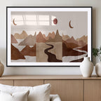 Boho Wall Art Canvas Print Set | Mid-Century Bohemian Wall Artwork, Boho Neutral