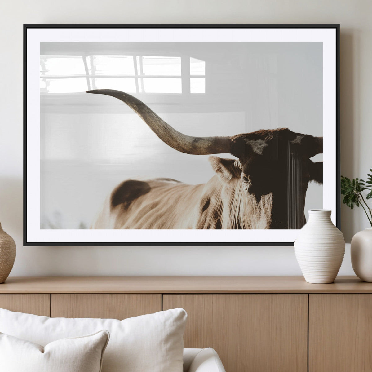 Texas Longhorn Wall Art Canvas Print, 3-Panel