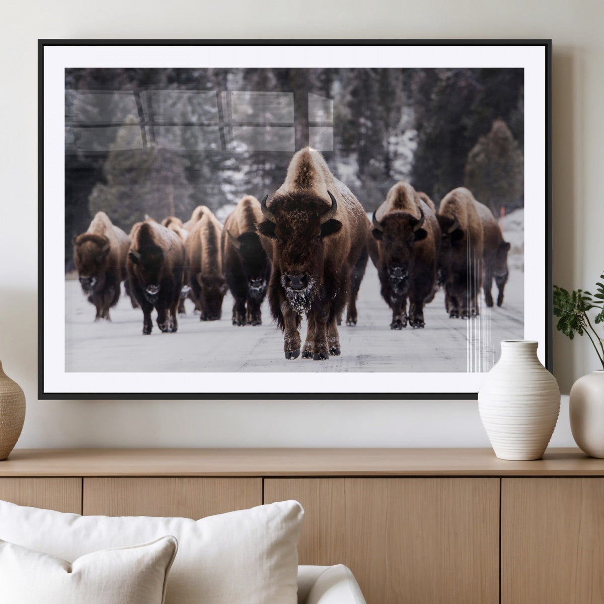 Bison Wall Art Canvas Print, Bison Herd Canvas Wall Art