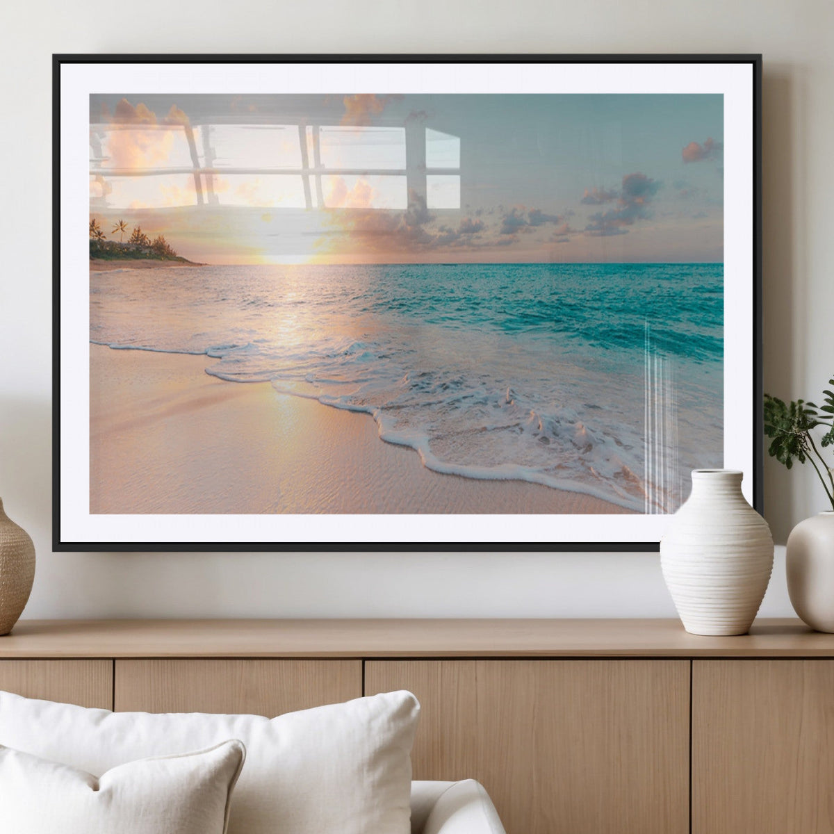 Beach Wall Art, Stunning Ocean Sunset Canvas Print with Coastal Design for Relaxing Home Decor