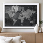 World Map Canvas Print, Detailed Map of the World Wall Art for Home or Office