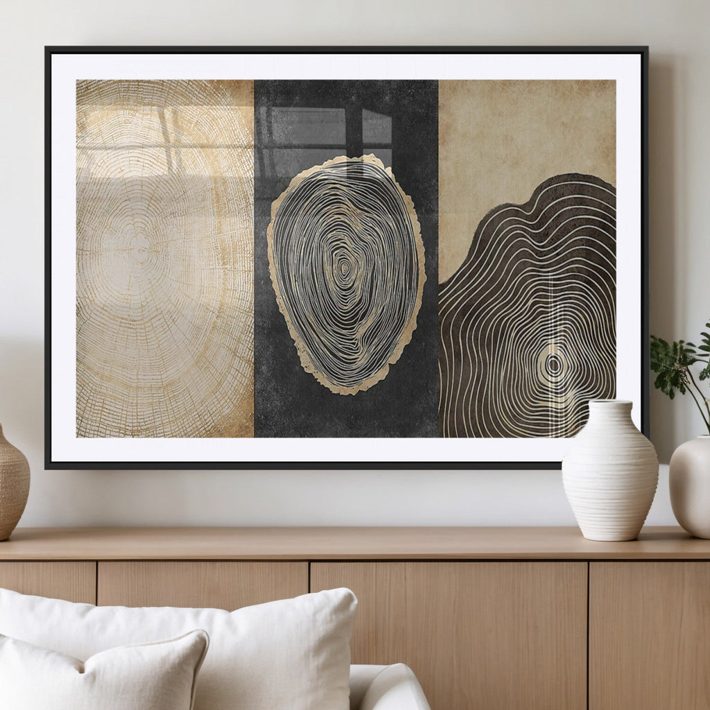 Tree Rings Canvas Wall Art Print, Minimalist Natural History in Modern Decor