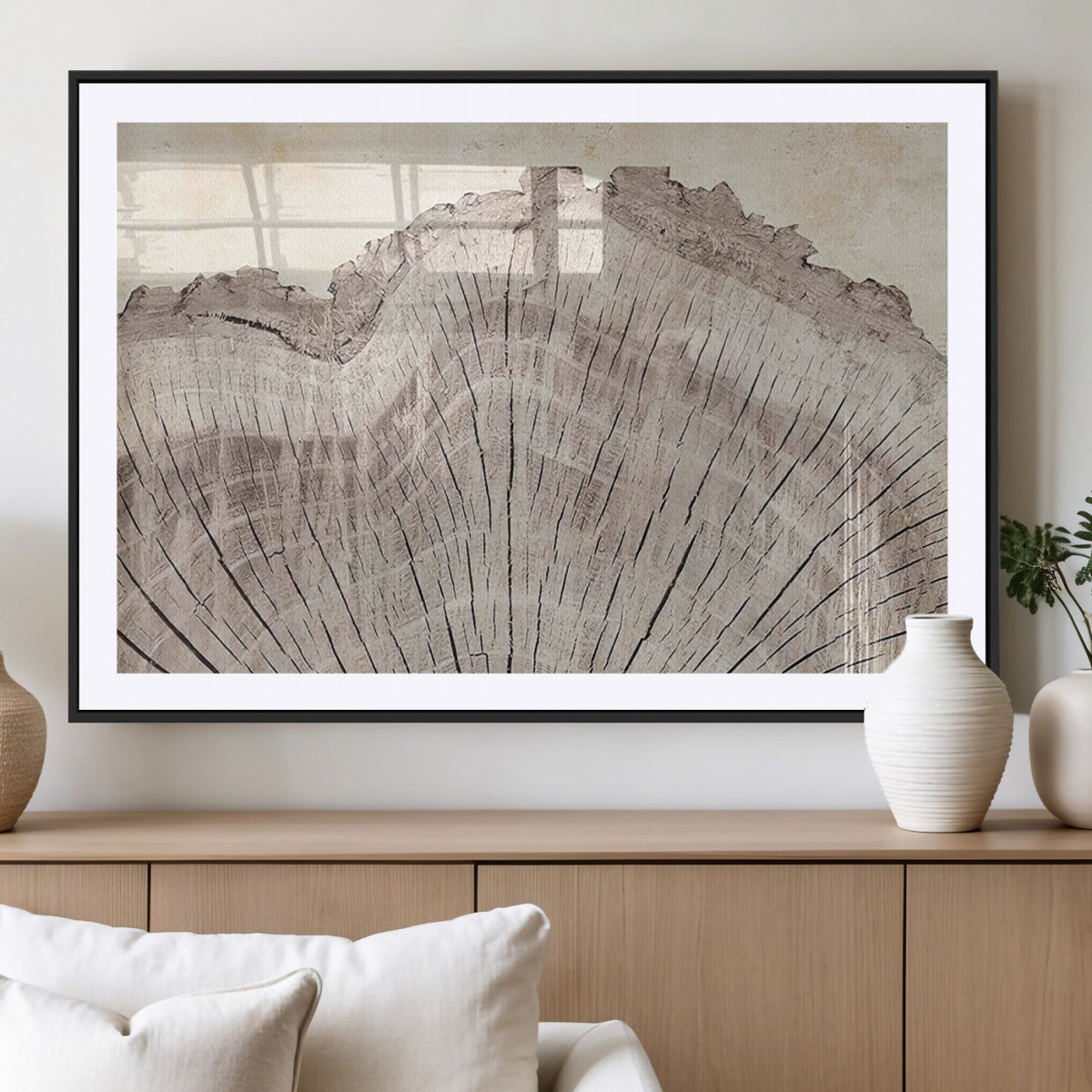 Tree Ring Wall Art Triptych, Rustic Wood Ring Canvas Print