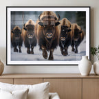 Buffalo Wall Art Canvas Print, American Bison Herd Wall Art