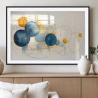 Geometric Blue Orange Abstract Wall Art Canvas, Geometric Blue Orange Canvas Print