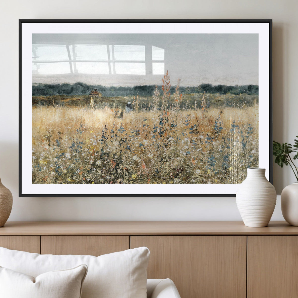 Wildflower Field Wall Art Canvas | Nature-Inspired Landscape Canvas Print for Living Room or Office