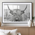 Rustic Charm, Cow Longhorn Black White Bighorn Wall Art