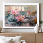 Lotus Flower Wall Art | 3 Panel Giclee Canvas Print of Pink Lotus Blossoms