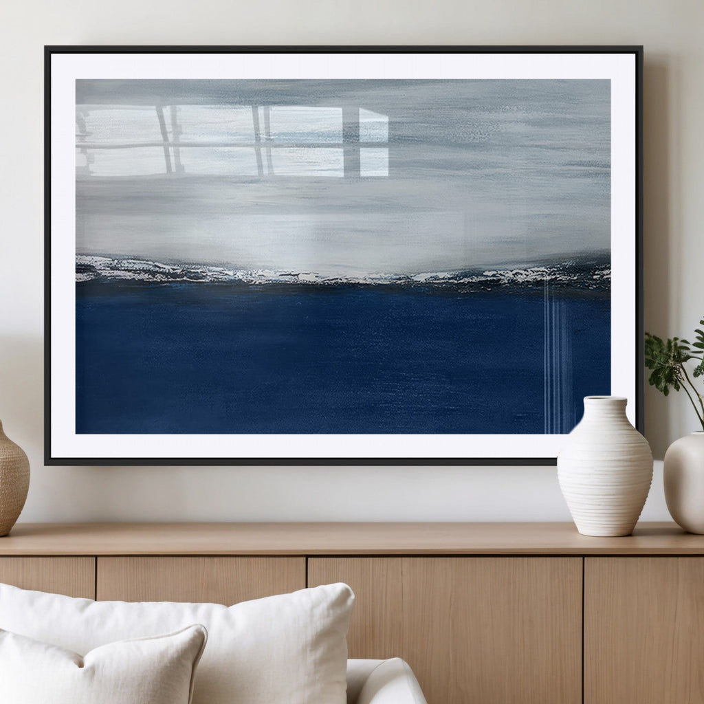 Navy Blue Abstract Wall Art Canvas Print