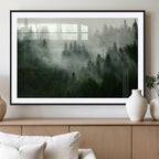 Misty Forest Wall Art | Tranquil Green Woodland Canvas Print