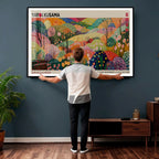 Framed Yayoi Kusama 1986 Wall Art Print | Japanese Wabi Sabi Vibrant Abstract Landscape Canvas