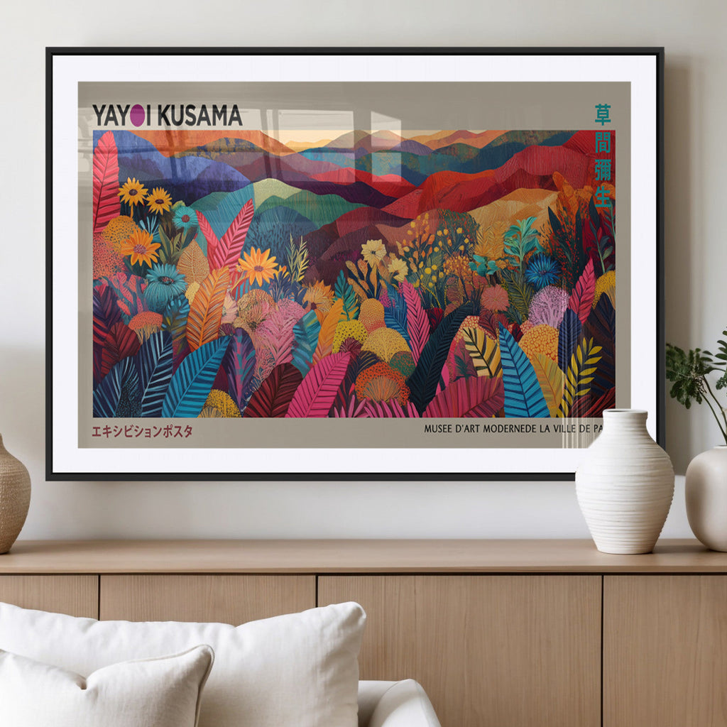 Yayoi Kusama Wall Art Canvas Print, Abstract Art, Large Framed Print, Japanese Wabi Sabi Wall Art