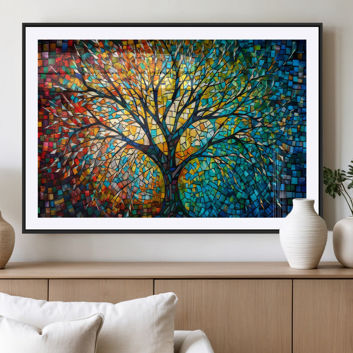 Yggdrasil Tree of Life Wall Art Print | Mosaic Style Canvas Wall Art