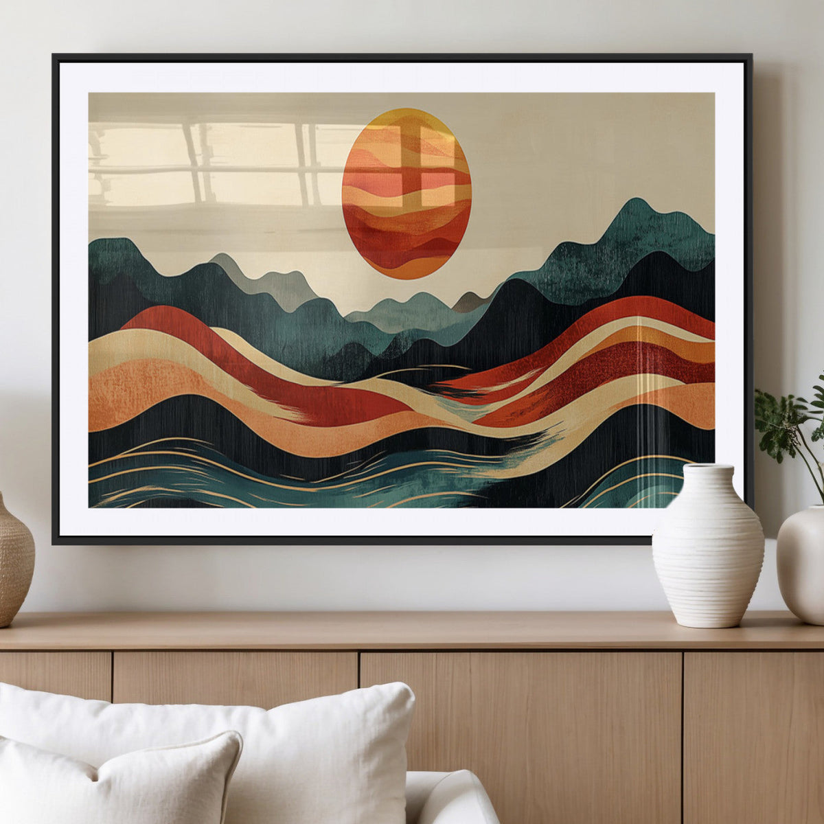 Mountain Triptych Wall Art Canvas Print | Western Boho Pine Tree Nature Print