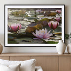 Lotus Flower Wall Art Canvas Print, Water Lily Large Wall Art for Yoga Room Decor