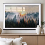 Abstract Forest Wall Art, Serene Nature Canvas Print with Misty Forest Design for Modern Home Decor