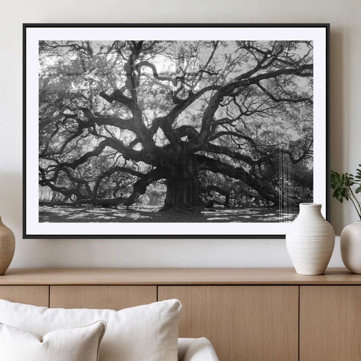 Ancient Oak Wall Art Canvas Print | Gnarled Tree with Twisted Branches