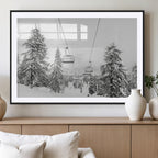 Ski Lift Wall Art | Framed Snowy Mountain Canvas Artwork