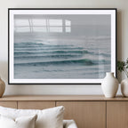 Ocean Waves Wall Art Canvas Print, Framed Surfer Lineup on a Crowded Ocean