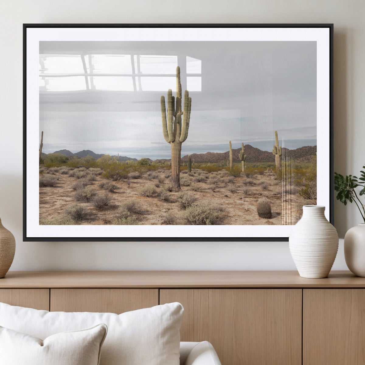 Saguaro Cactus Wall Art | Framed Desert Canvas Artwork