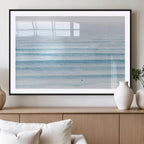 Ocean Wave Surfer Wall Art | Framed Minimal Seascape Canvas