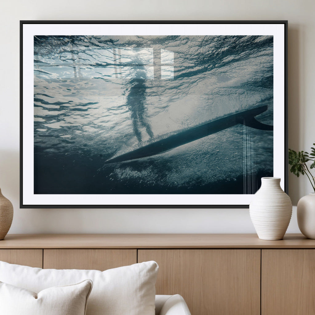 Underwater Surf Wall Art | Framed Ocean Wave Canvas Artwork