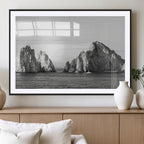 Coastal Wall Art | Framed Black White Ocean Canvas Artwork