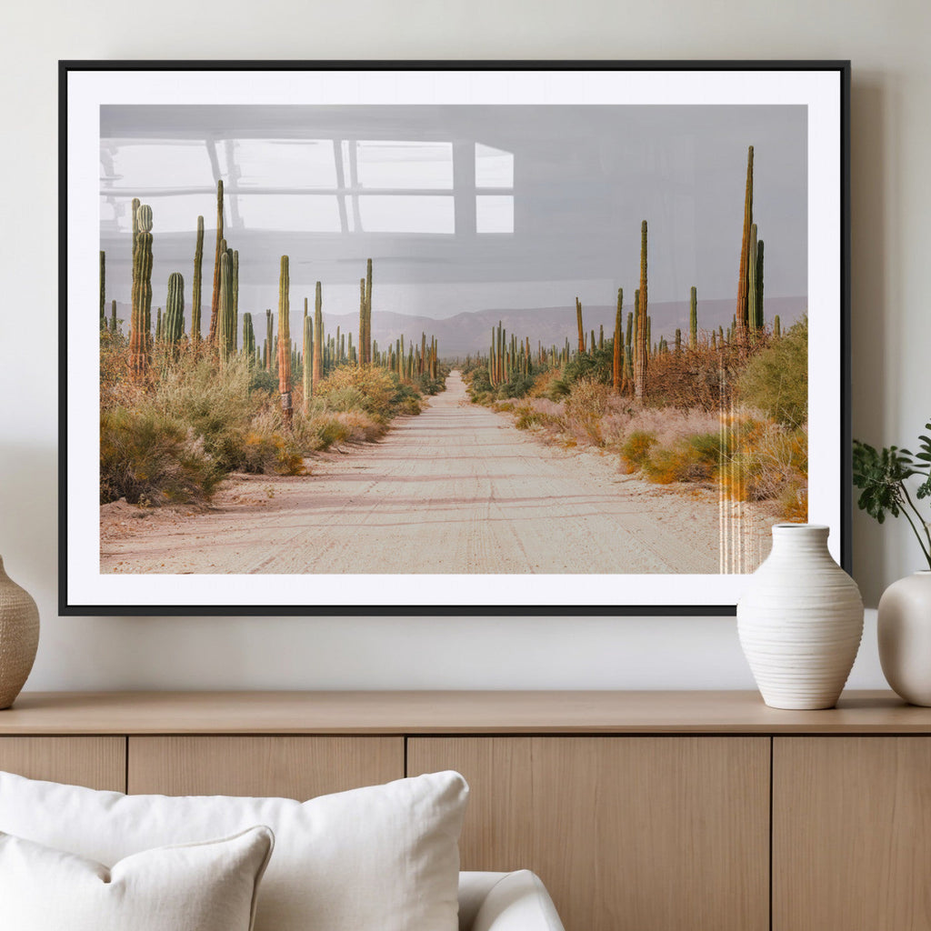 Desert Cactus Wall Art | Framed Southwestern Canvas Artwork