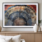 Tree Rings Wall Art Canvas Print, Framed Petrified Wood Modern Rustic