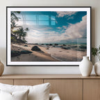Tropical Beach Wall Art Canvas Print, Framed Ocean Waves Relaxing Seascape