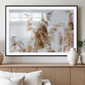 Pampas Grass Wall Art Canvas Print, Framed Neutral Tones Minimalist Boho