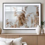 Pampas Grass Wall Art Canvas Print, Framed Neutral Tones Minimalist Boho