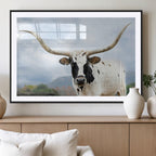 Texas Longhorn Wall Art Canvas Print, Framed Western Rustic Farmhouse