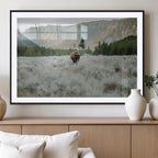 Wild Bison Wall Art Canvas Print, Majestic Mountain Pines and Misty Wilderness