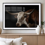 Texas Longhorn Bull Canvas Wall Art, Rustic Western Farmhouse Decor