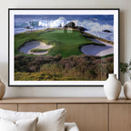 Ocean Cliff Golf Course Wall Art Canvas Print, Waves Crashing, Coastal Golf Landscape