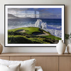 Ocean Waves Crashing Wall Art Canvas Print, Dramatic Rocky Coastline Near a Golf Course