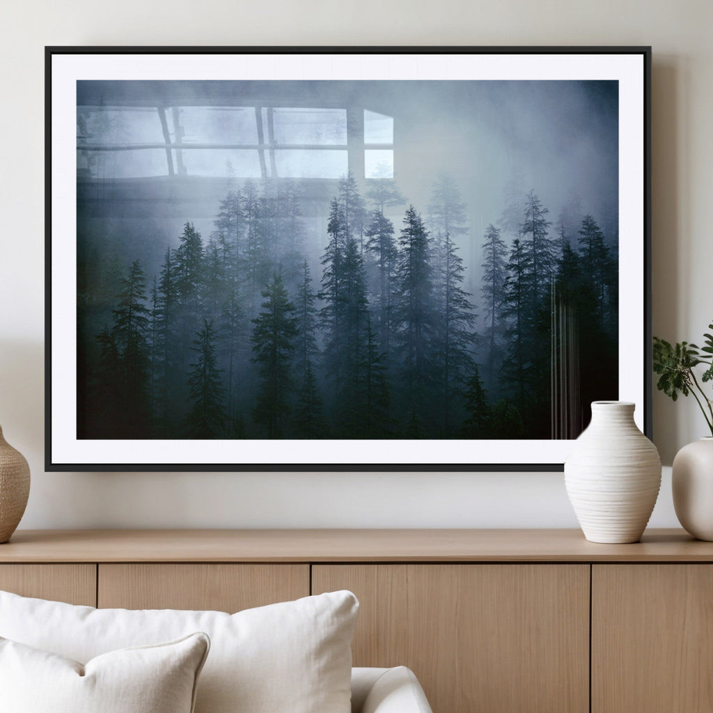 Foggy Pines Misty Forest Wall Art Print