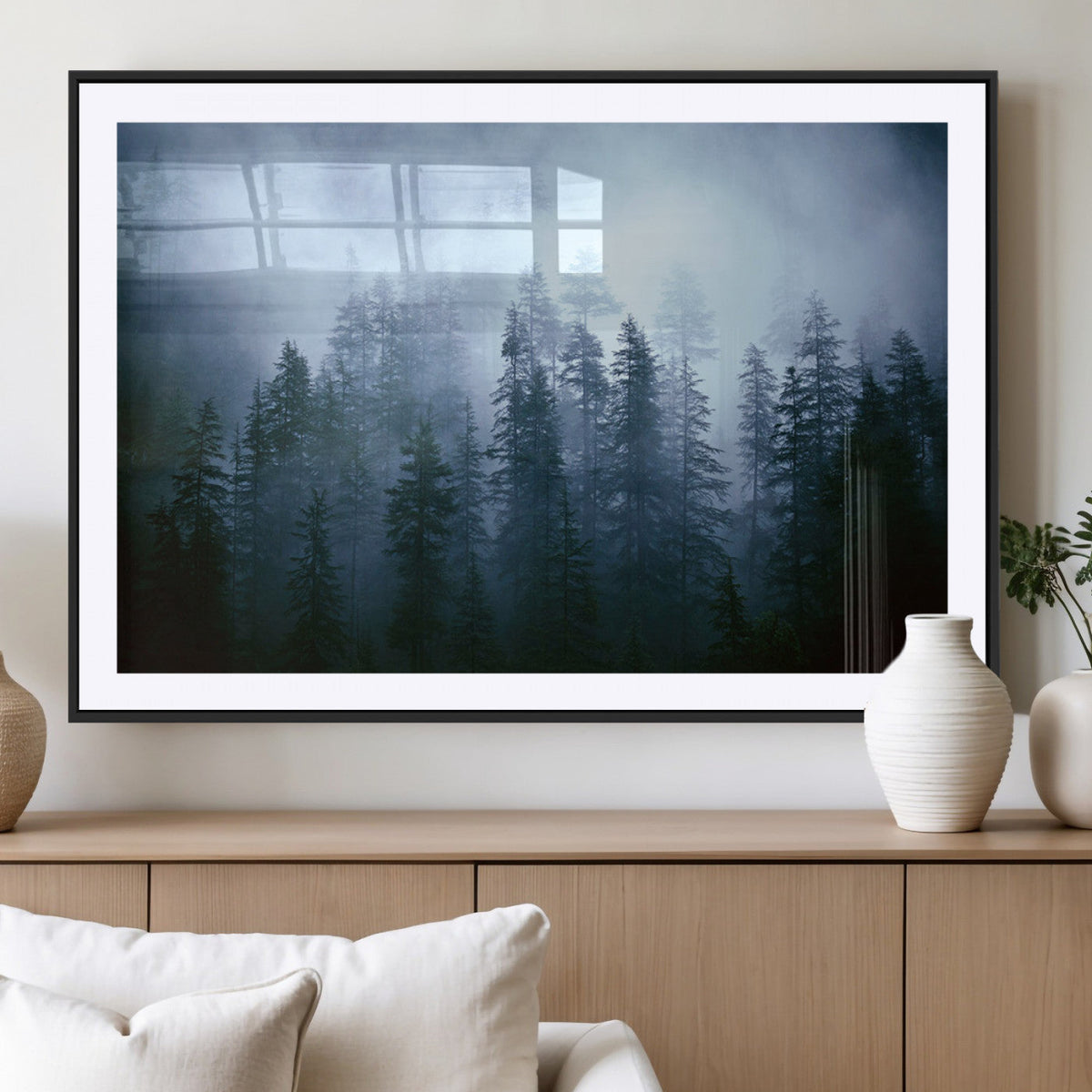 Foggy Pines Misty Forest Wall Art Print