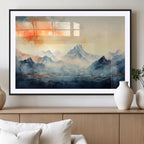 Warm Clouds Abstract Mountain Wall Art, Modern Landscape Canvas Print