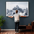 Snowy Mountain Range Canvas Print, Alpine Peaks Landscape Wall Art