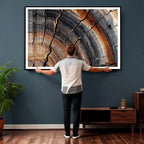 Abstract Tree Ring Wall Art Print, Natural Rustic Wood Grain Canvas