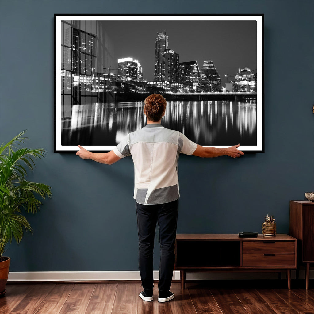 Austin Skyline Wall Art Canvas Print, Austin Downtown Night Cityscape