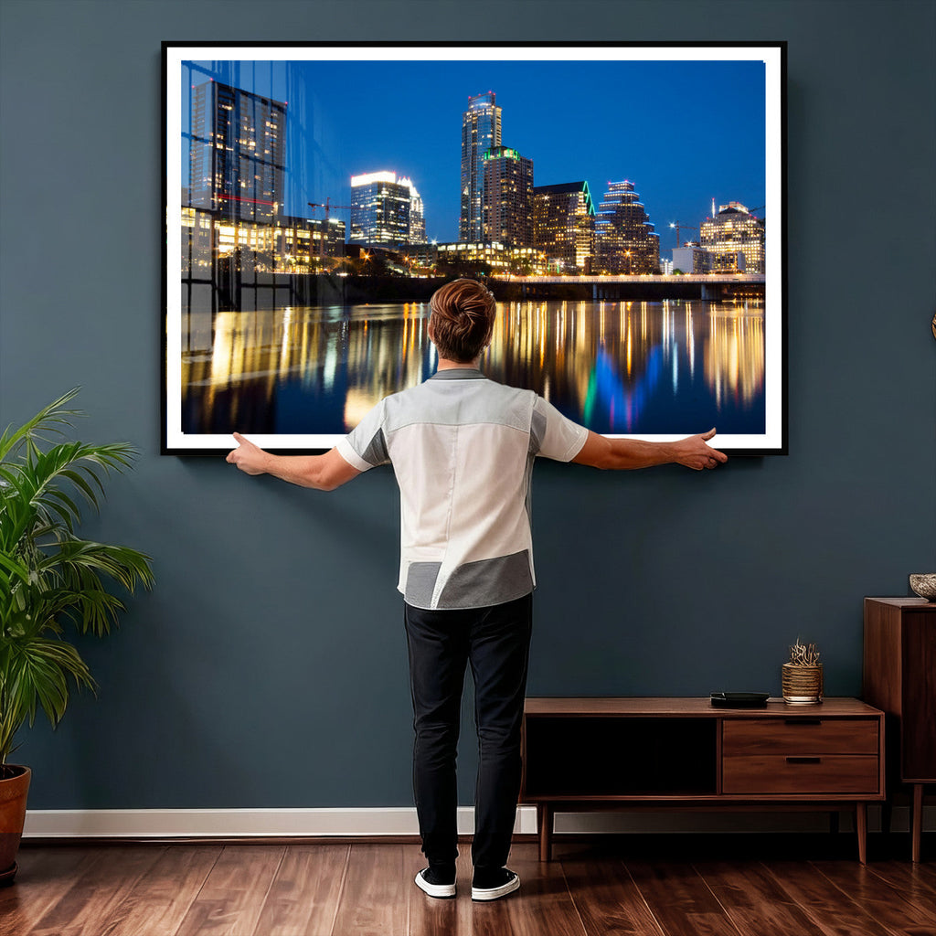 Austin Skyline Wall Art Canvas Print, Austin Downtown Night Cityscape